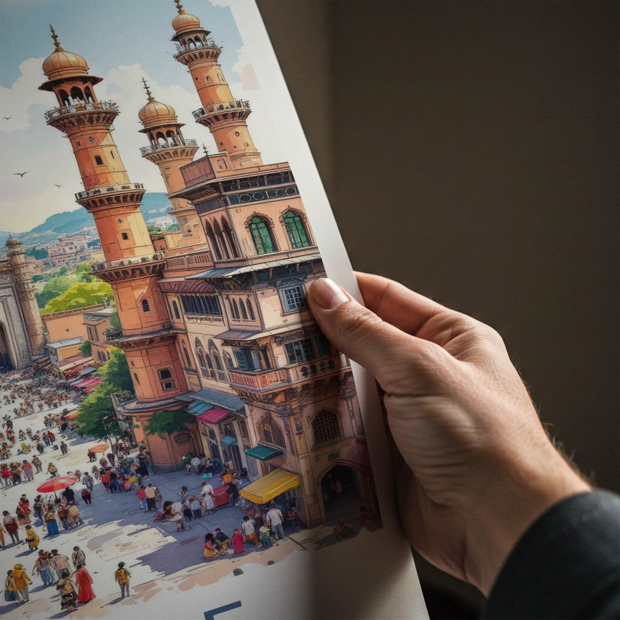 Lahore Poster - Pakistan Travel Art - Bustling Street Scene Home Decor