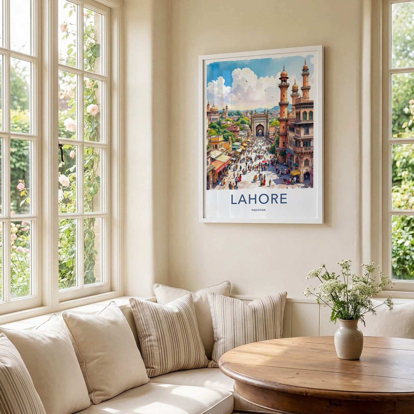 Lahore Poster - Pakistan Travel Art - Bustling Street Scene Home Decor