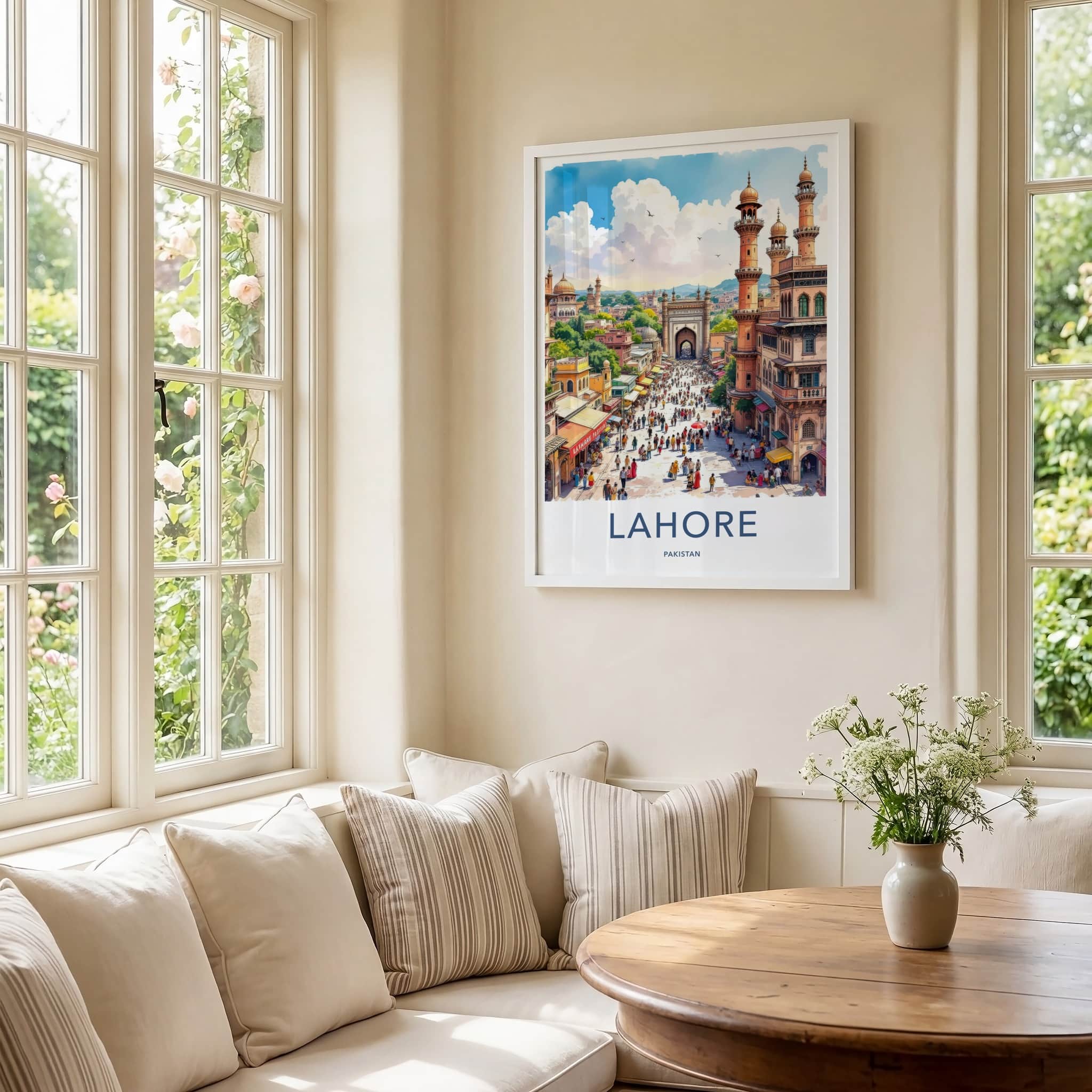Lahore Poster - Pakistan Travel Art - Bustling Street Scene Home Decor