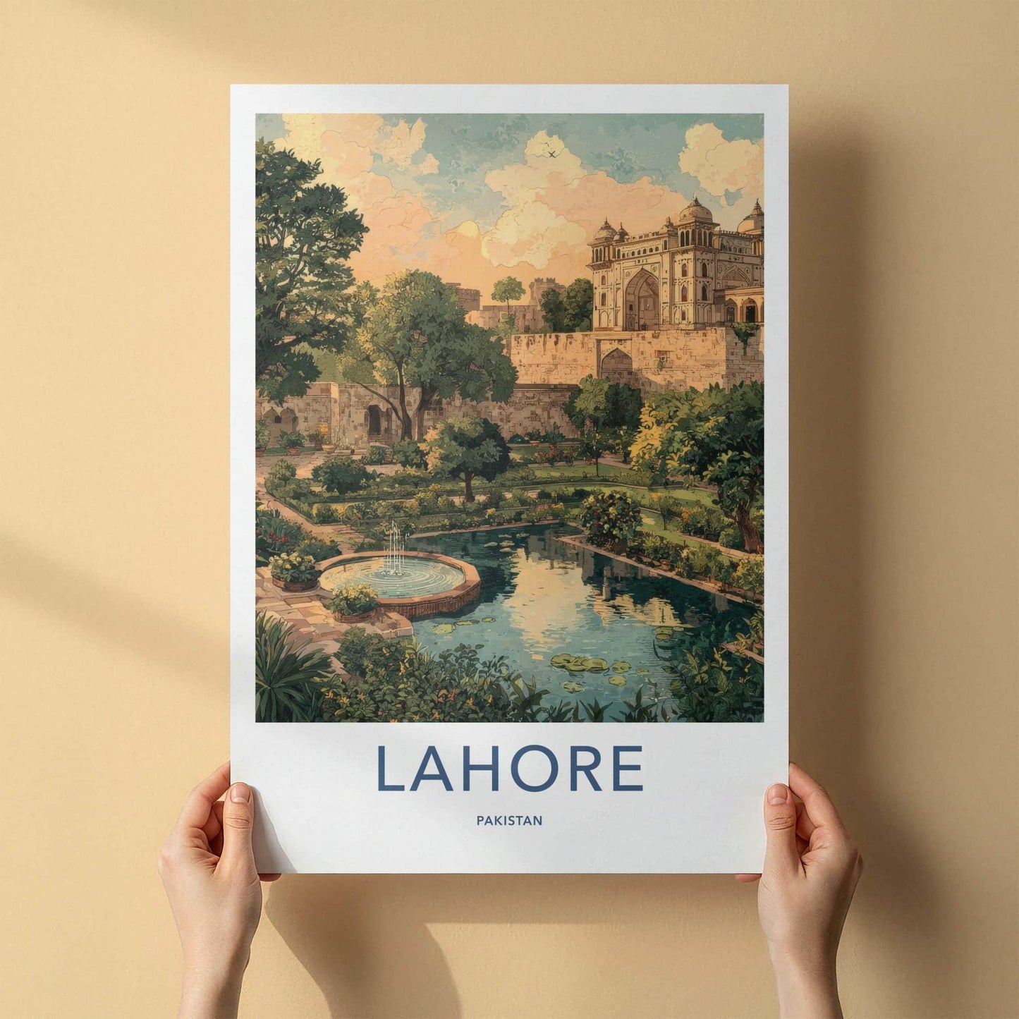 Lahore Poster - Pakistan Travel Art - Grand Palace Garden Home Decor