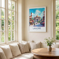 Lahore Poster - Pakistan Travel Art - Historic Mosque Street Home Decor