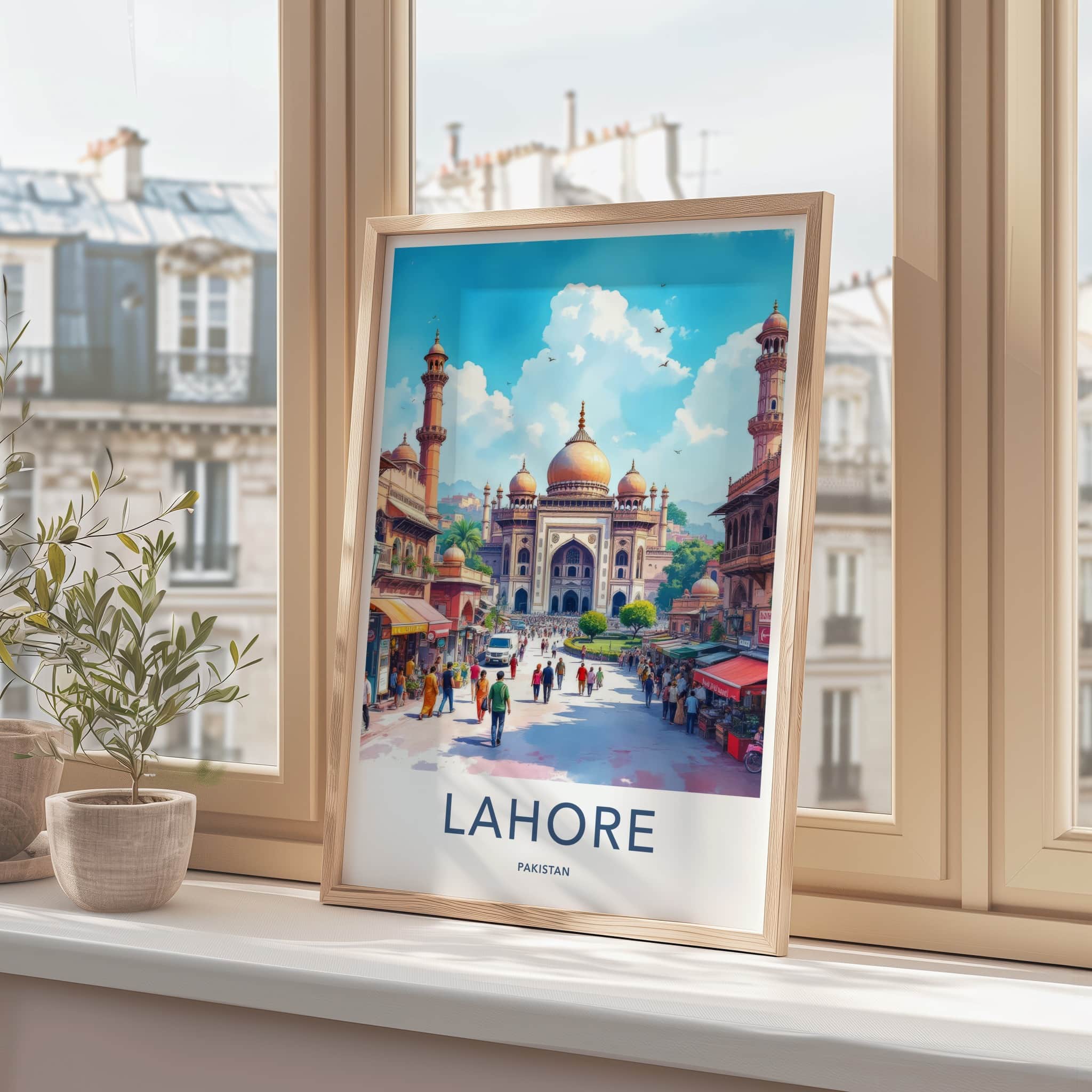 Lahore Poster - Pakistan Travel Art - Historic Mosque Street Home Decor