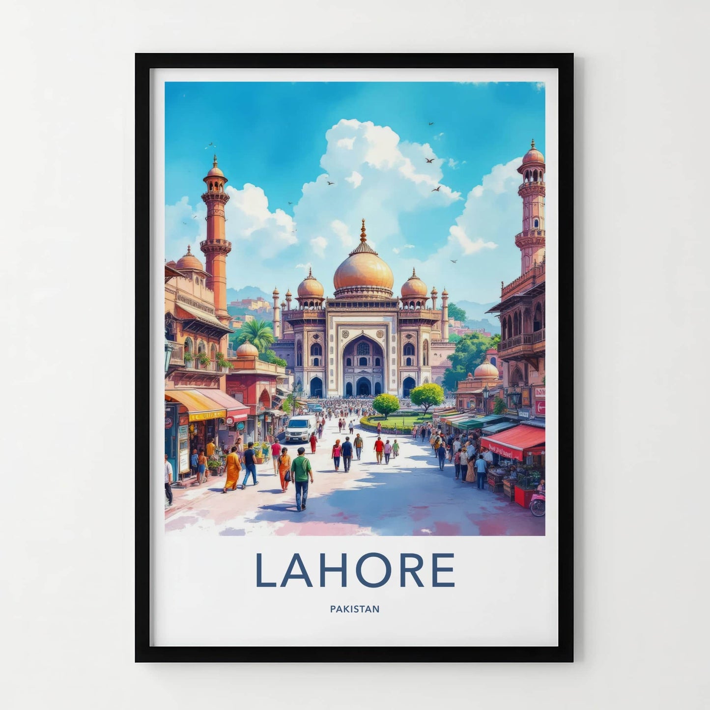 Lahore Poster - Pakistan Travel Art - Historic Mosque Street Home Decor