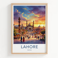 Lahore Poster - Pakistan Travel Art - Vibrant City Sunset Home Decor