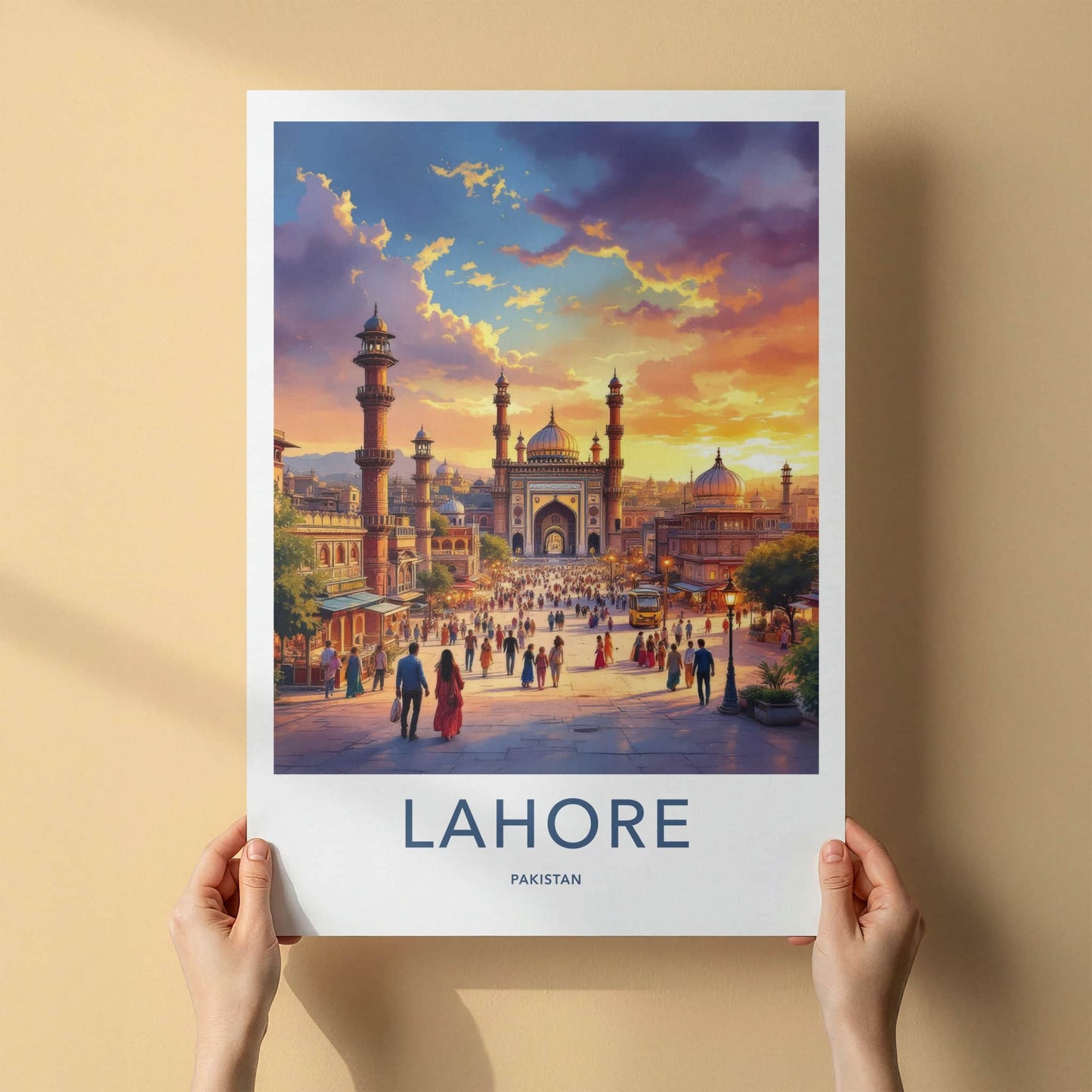Lahore Poster - Pakistan Travel Art - Vibrant City Sunset Home Decor