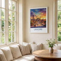 Lahore Poster - Pakistan Travel Art - Vibrant City Sunset Home Decor