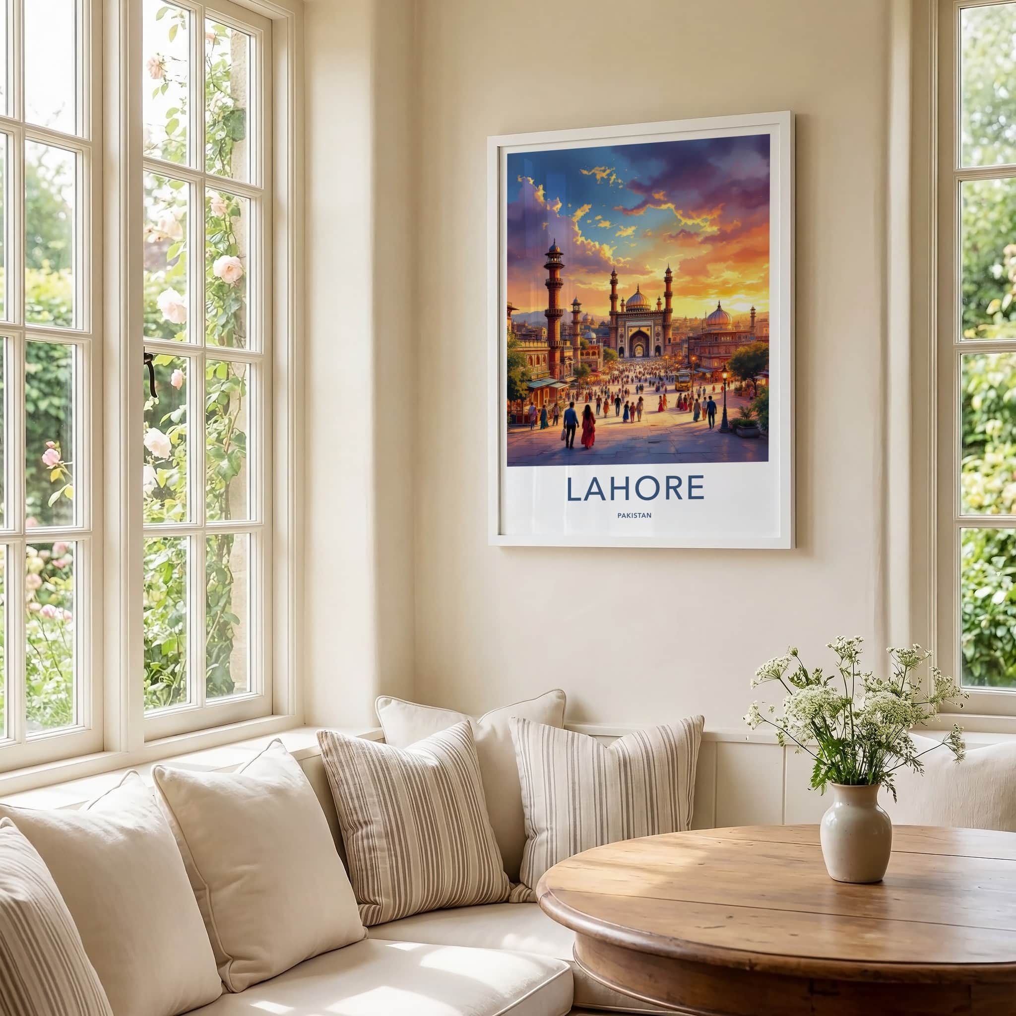 Lahore Poster - Pakistan Travel Art - Vibrant City Sunset Home Decor