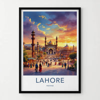 Lahore Poster - Pakistan Travel Art - Vibrant City Sunset Home Decor