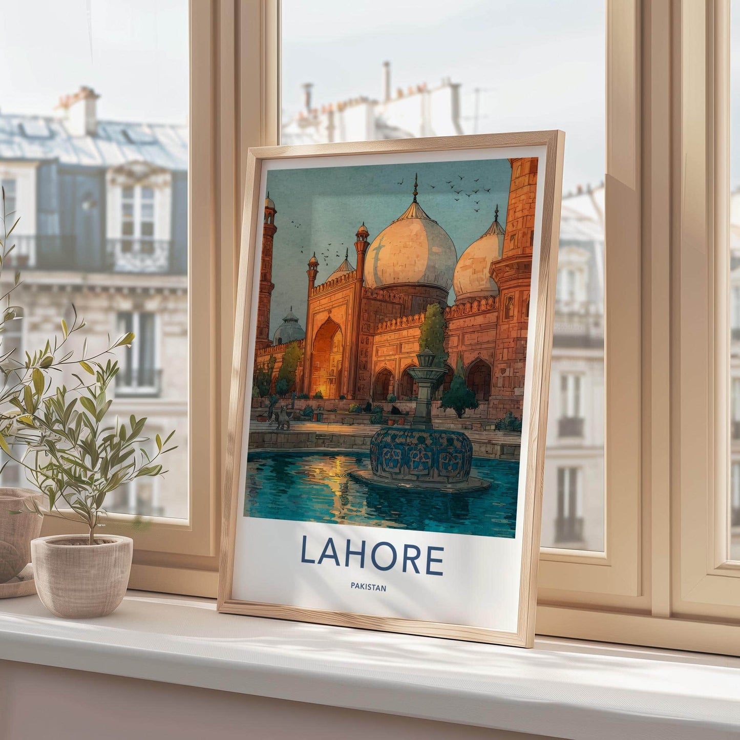 Lahore Poster - Pakistan Wall Art - Grand Mosque Fountain Home Decor