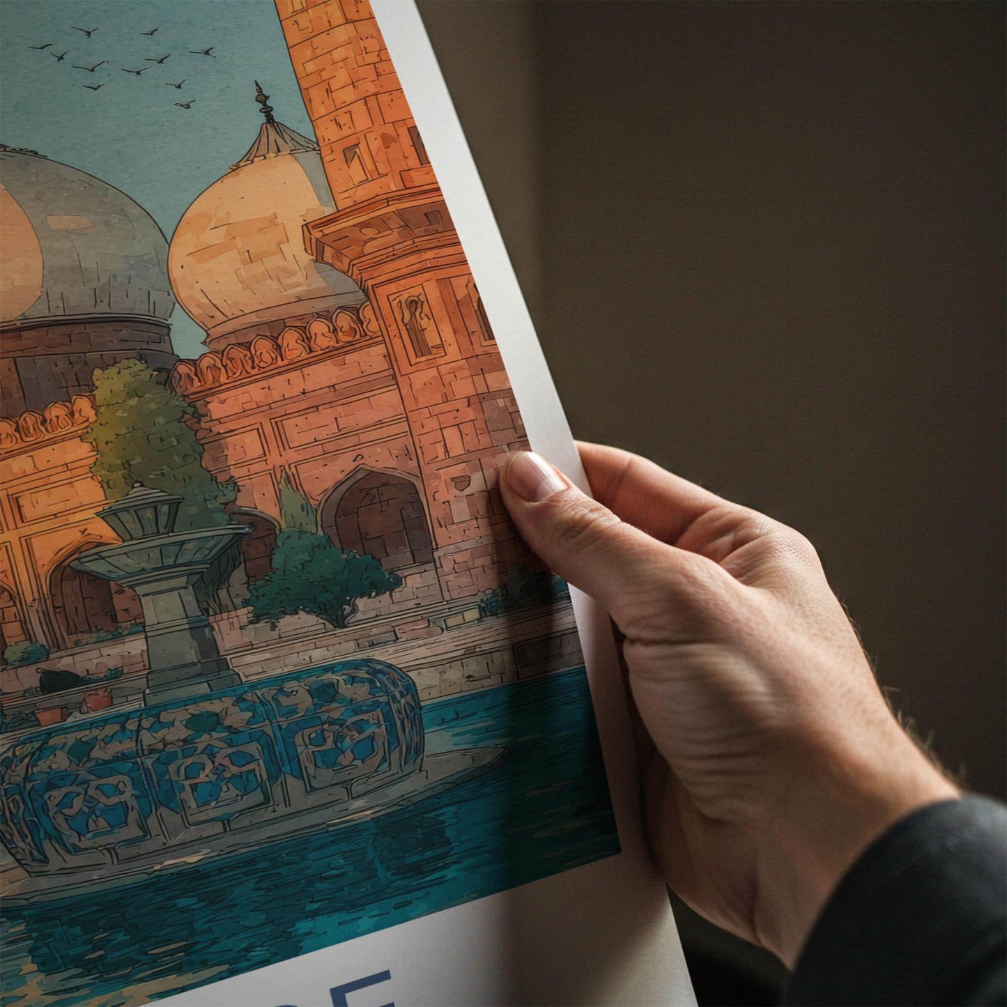 Lahore Poster - Pakistan Wall Art - Grand Mosque Fountain Home Decor