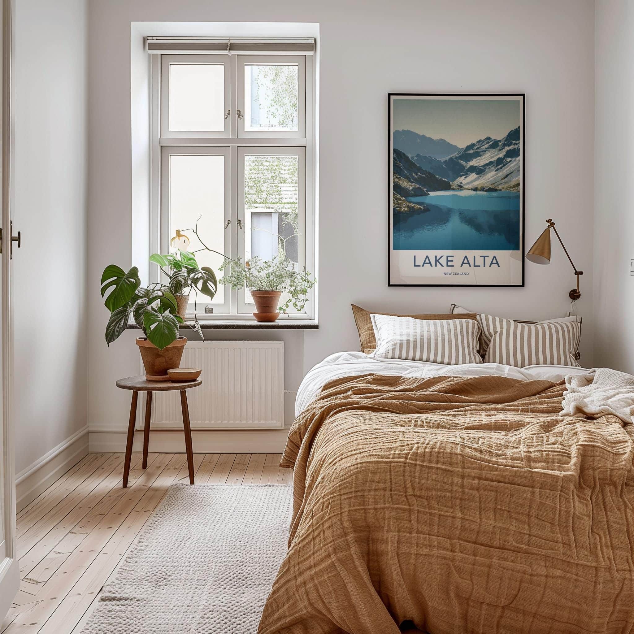 Lake Alta Poster - New Zealand Travel Art - Alpine Lake View Home Decor