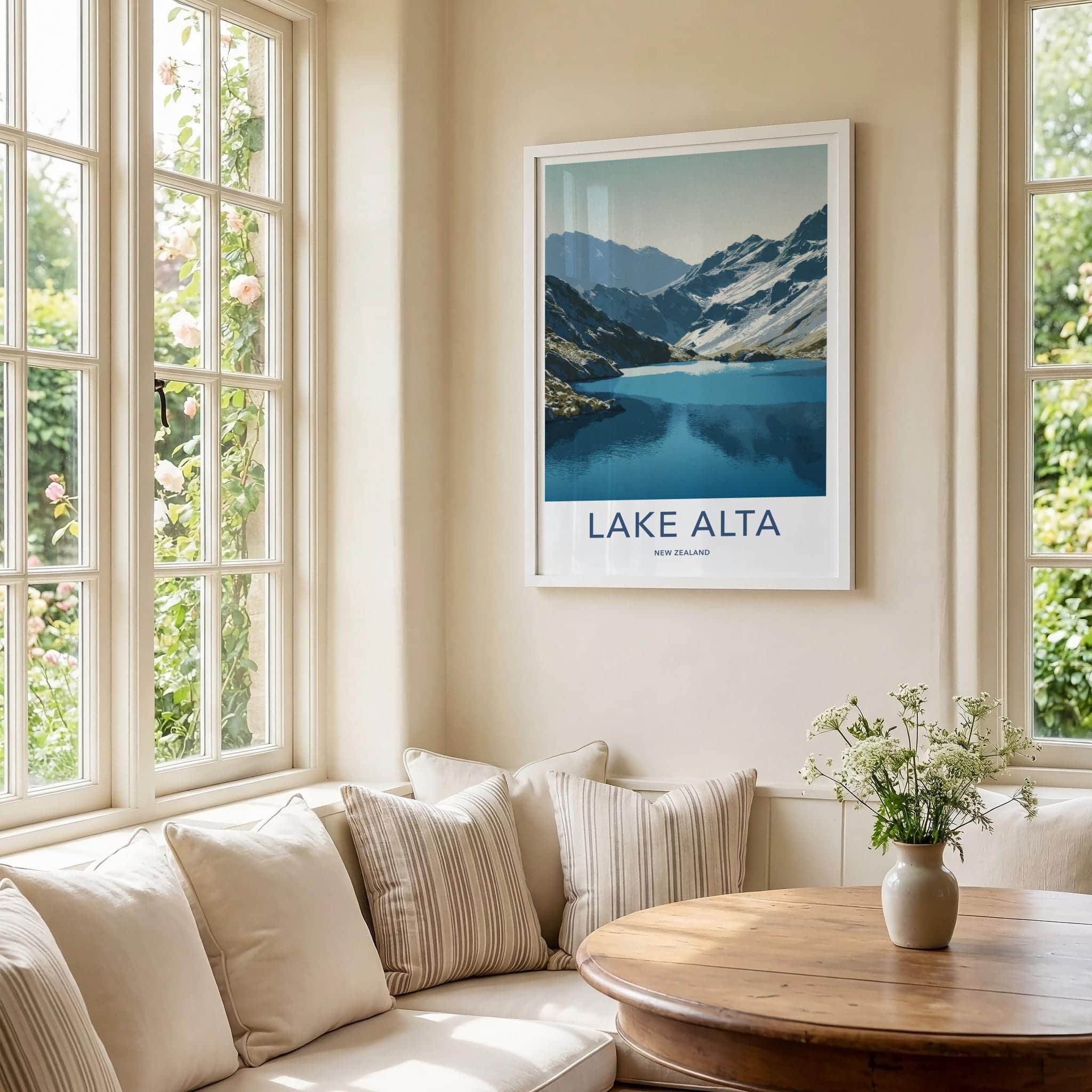 Lake Alta Poster - New Zealand Travel Art - Alpine Lake View Home Decor