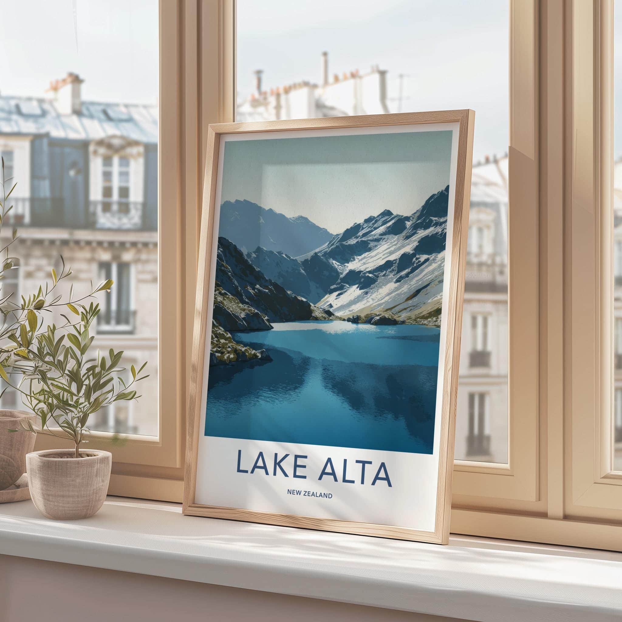 Lake Alta Poster - New Zealand Travel Art - Alpine Lake View Home Decor