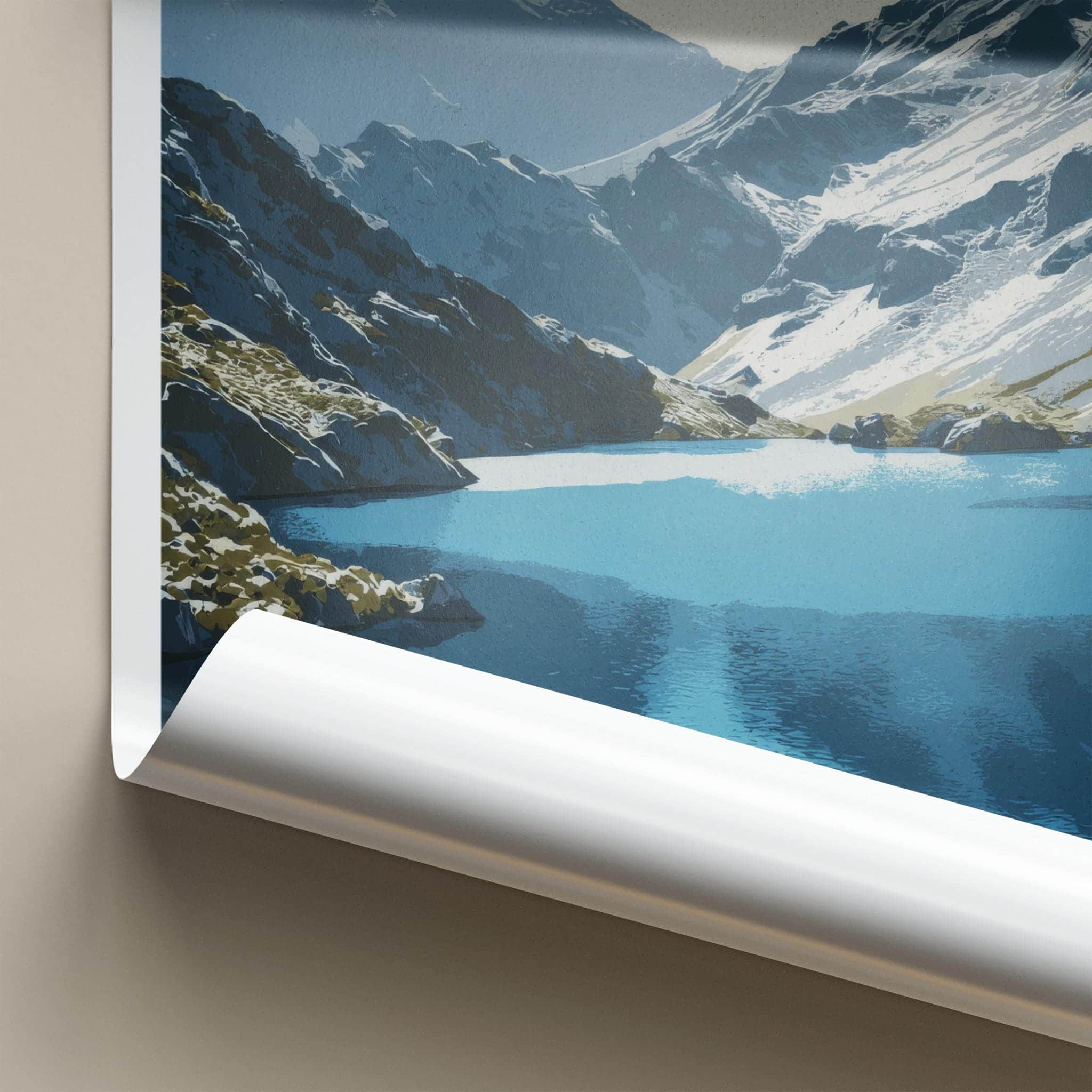 Lake Alta Poster - New Zealand Travel Art - Alpine Lake View Home Decor
