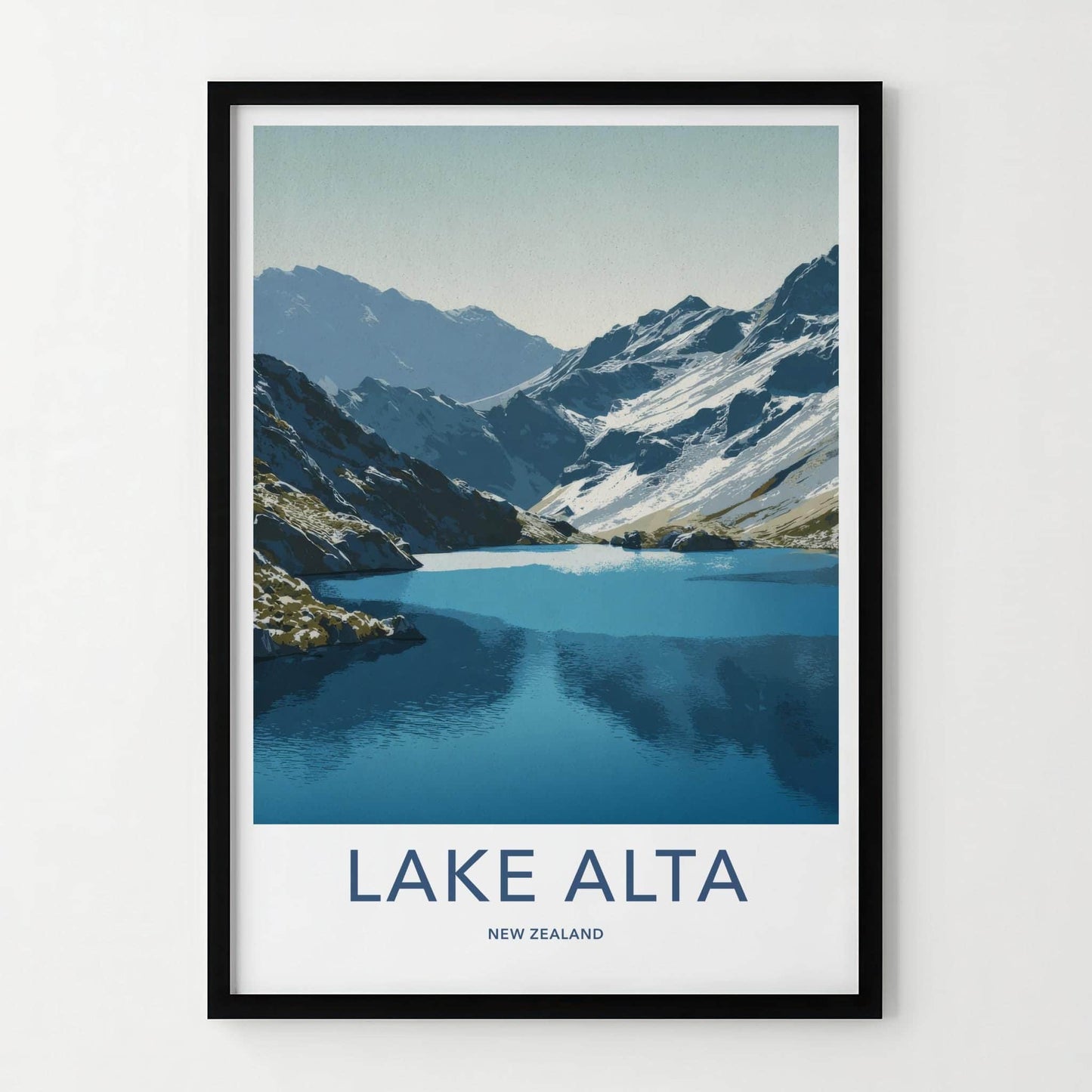 Lake Alta Poster - New Zealand Travel Art - Alpine Lake View Home Decor