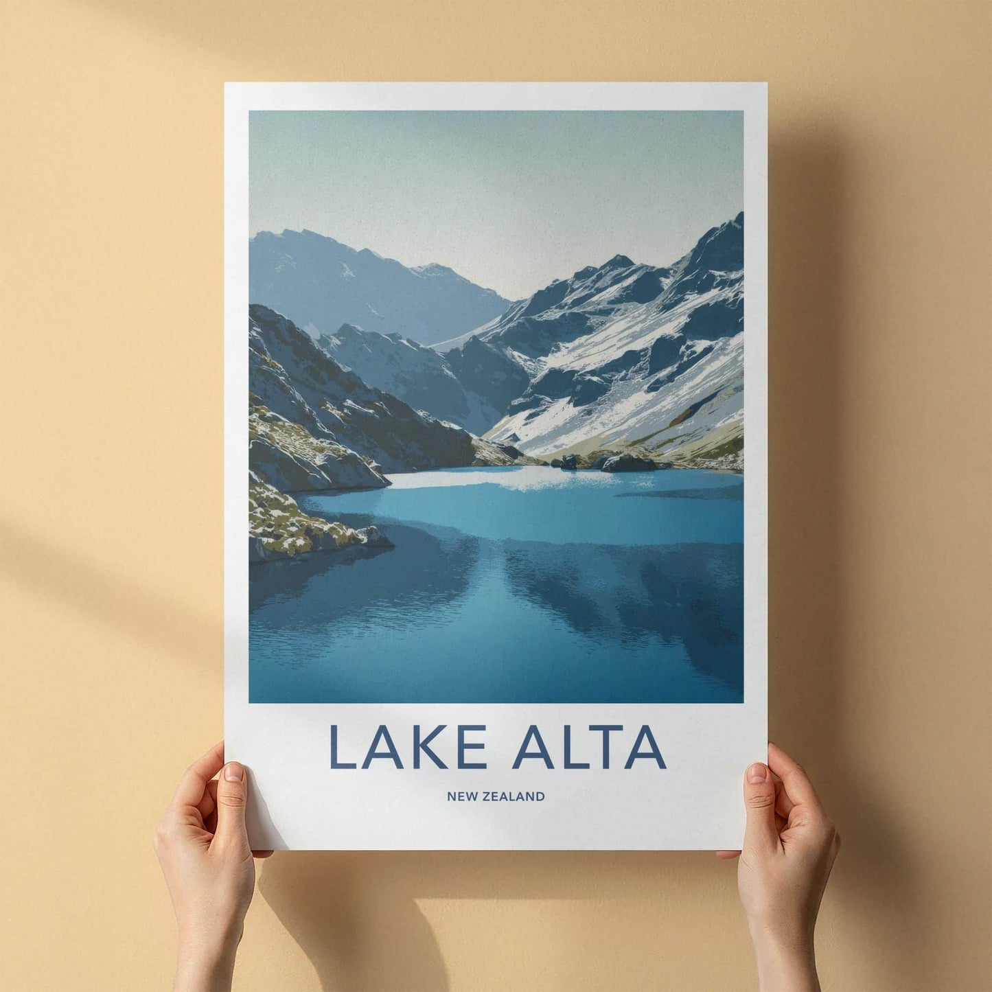 Lake Alta Poster - New Zealand Travel Art - Alpine Lake View Home Decor