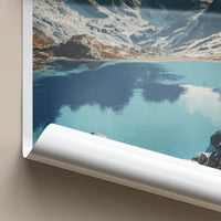 Lake Alta Poster - New Zealand Travel Art - Snowy Mountain Lake Home Decor