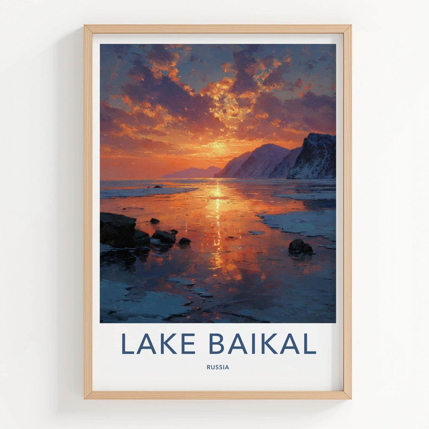 Lake Baikal Poster - Russia Travel Art - Frozen Lake Glow Home Decor