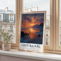 Lake Baikal Poster - Russia Travel Art - Frozen Lake Glow Home Decor
