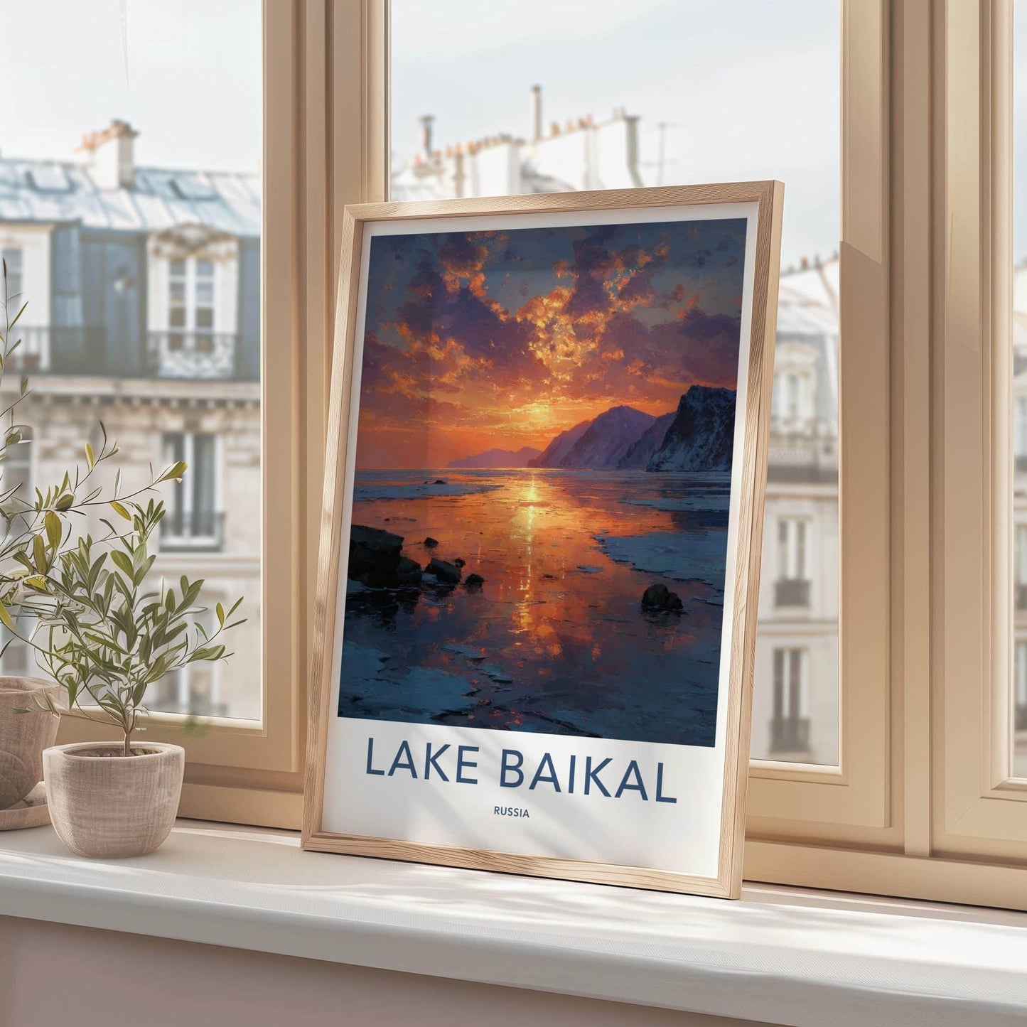 Lake Baikal Poster - Russia Travel Art - Frozen Lake Glow Home Decor