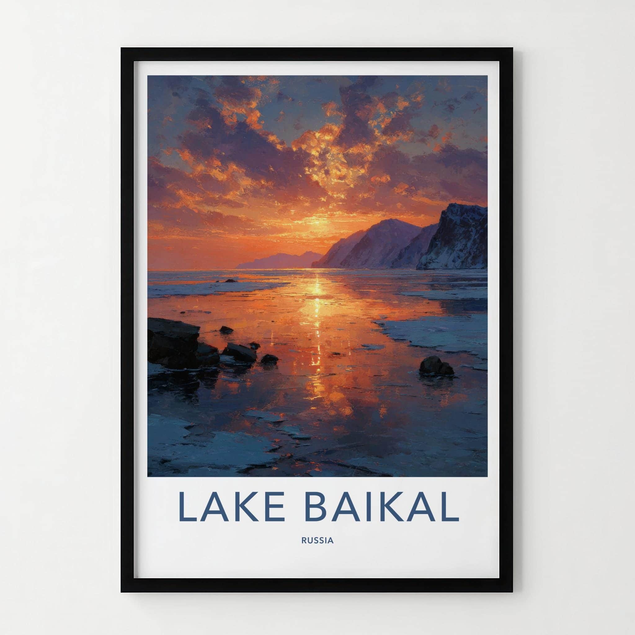 Lake Baikal Poster - Russia Travel Art - Frozen Lake Glow Home Decor