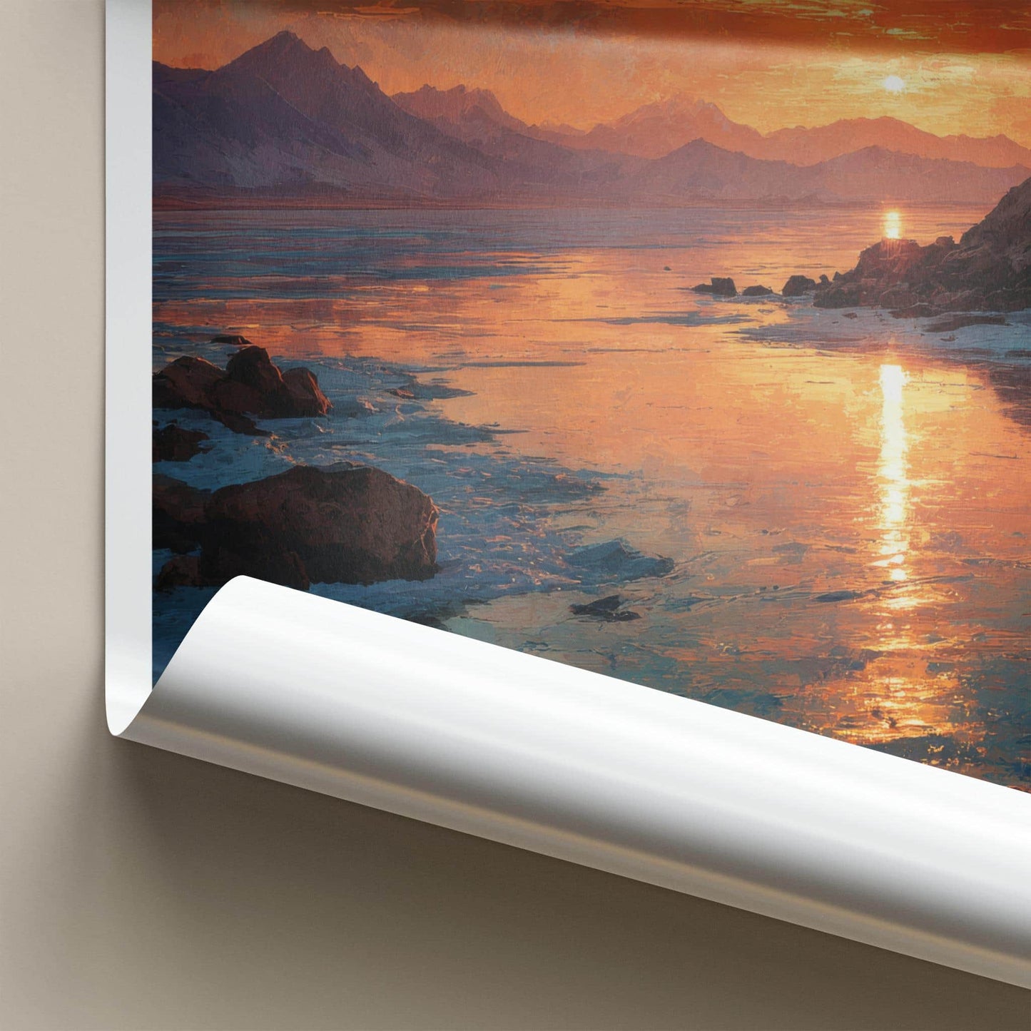 Lake Baikal Poster - Russia Travel Art - Golden Water Sunset Home Decor