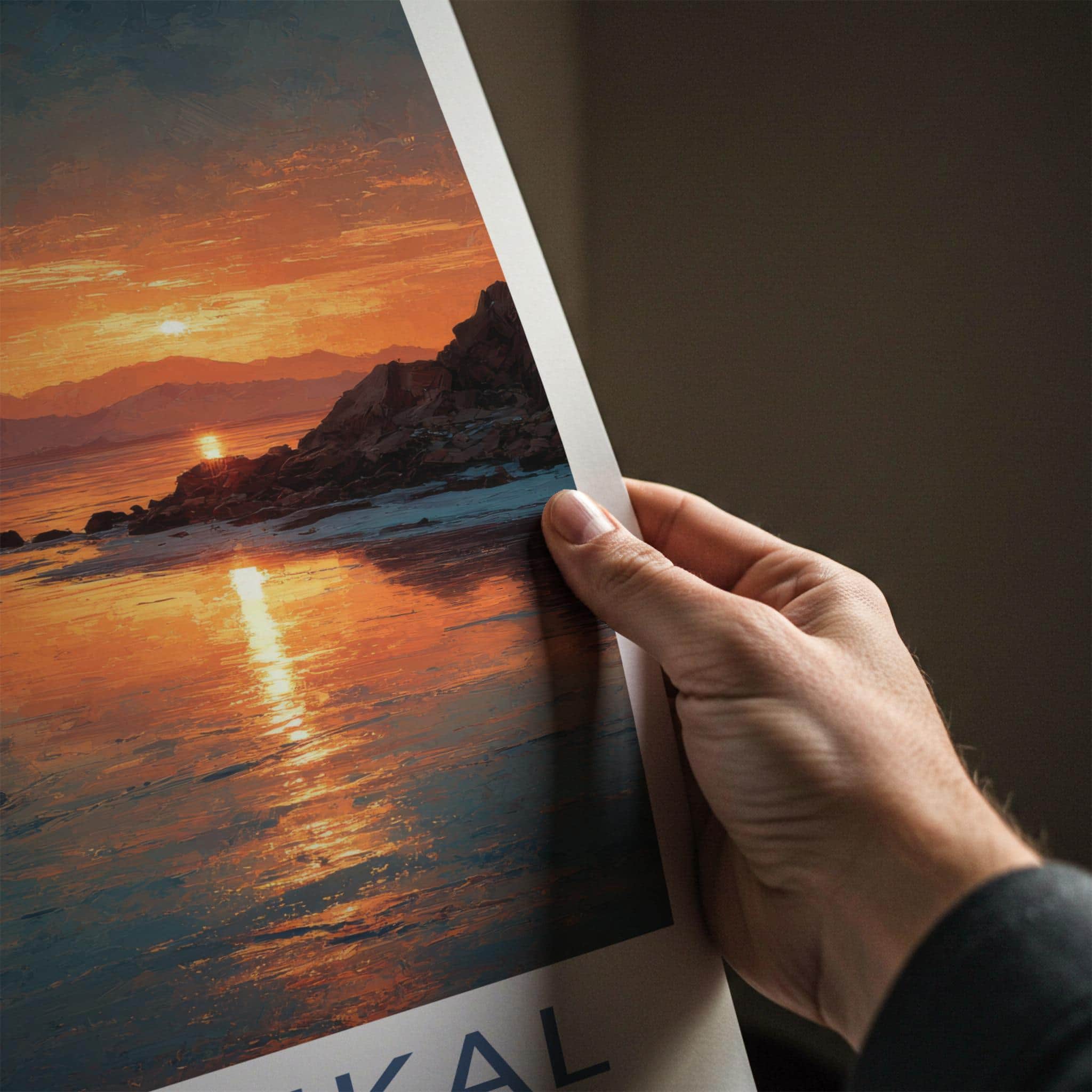 Lake Baikal Poster - Russia Travel Art - Golden Water Sunset Home Decor