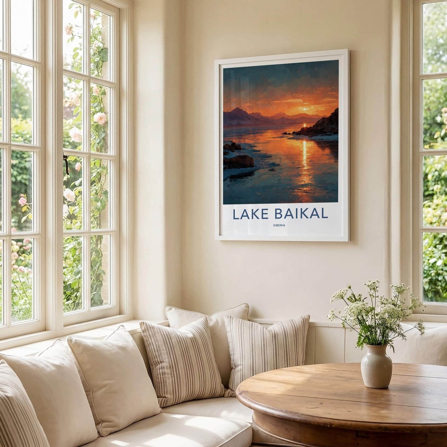 Lake Baikal Poster - Russia Travel Art - Golden Water Sunset Home Decor