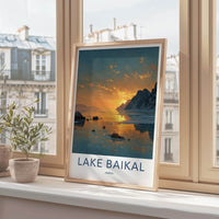 Lake Baikal Poster - Russia Travel Art - Icy Lake Sunset Home Decor