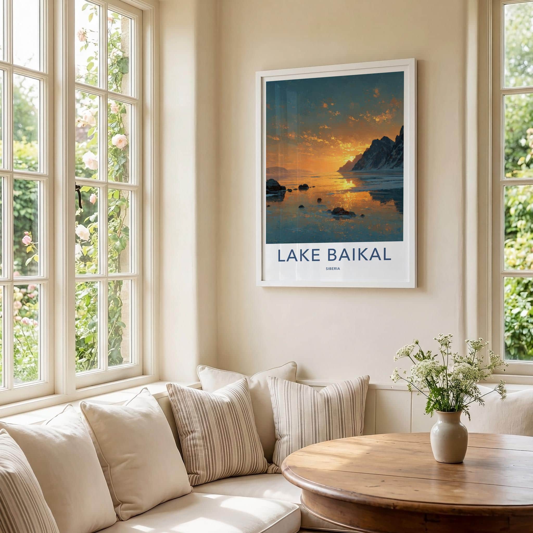 Lake Baikal Poster - Russia Travel Art - Icy Lake Sunset Home Decor