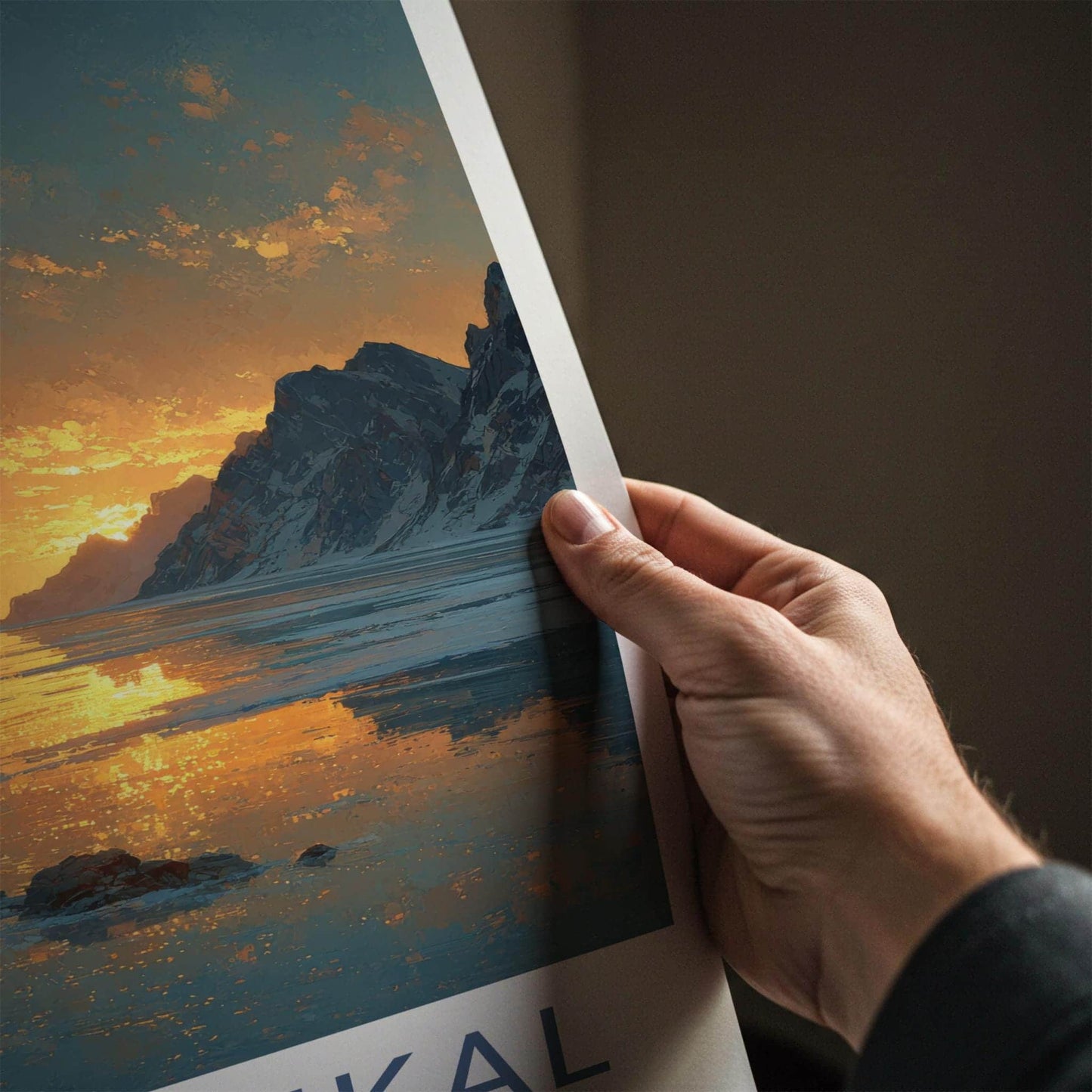Lake Baikal Poster - Russia Travel Art - Icy Lake Sunset Home Decor