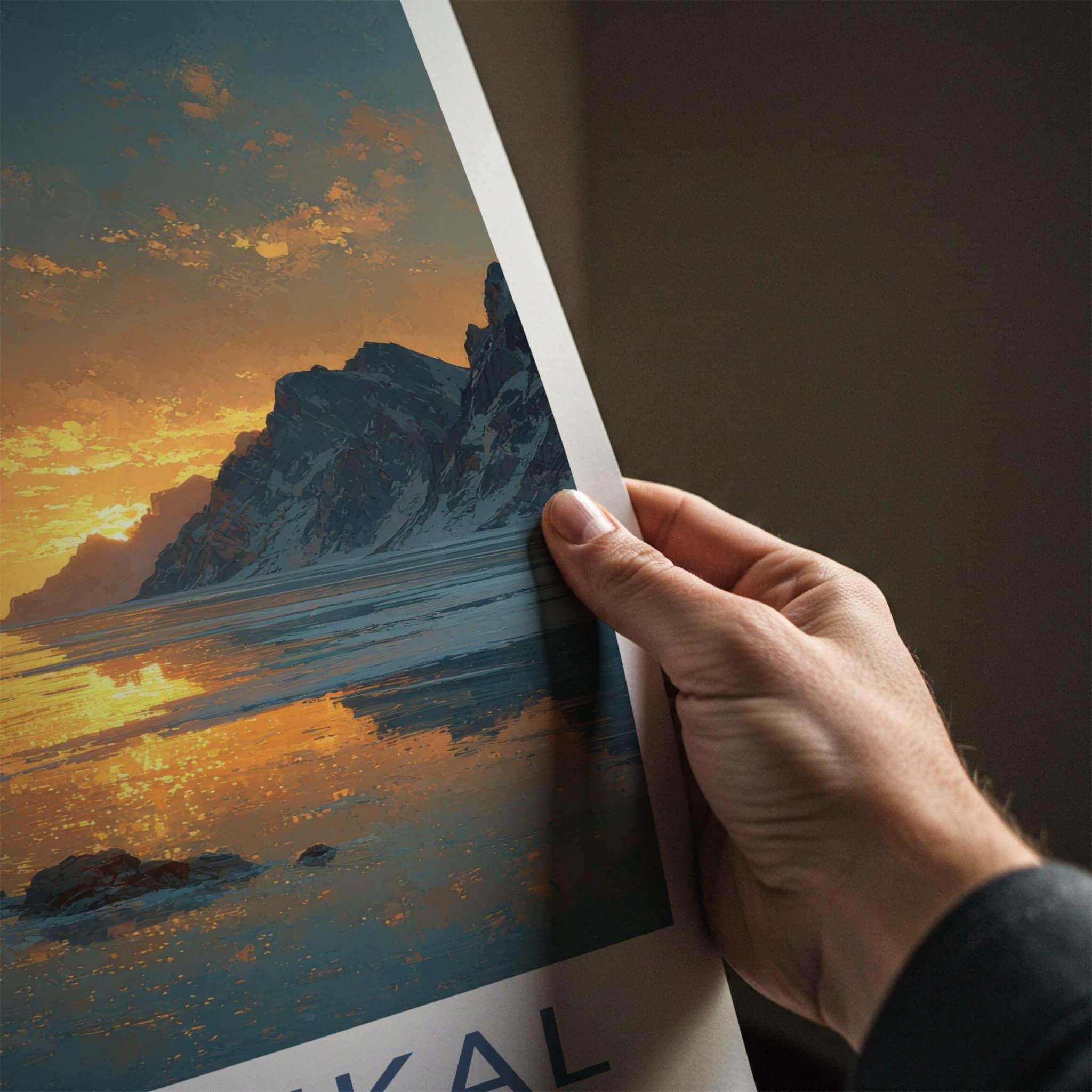 Lake Baikal Poster - Russia Travel Art - Icy Lake Sunset Home Decor
