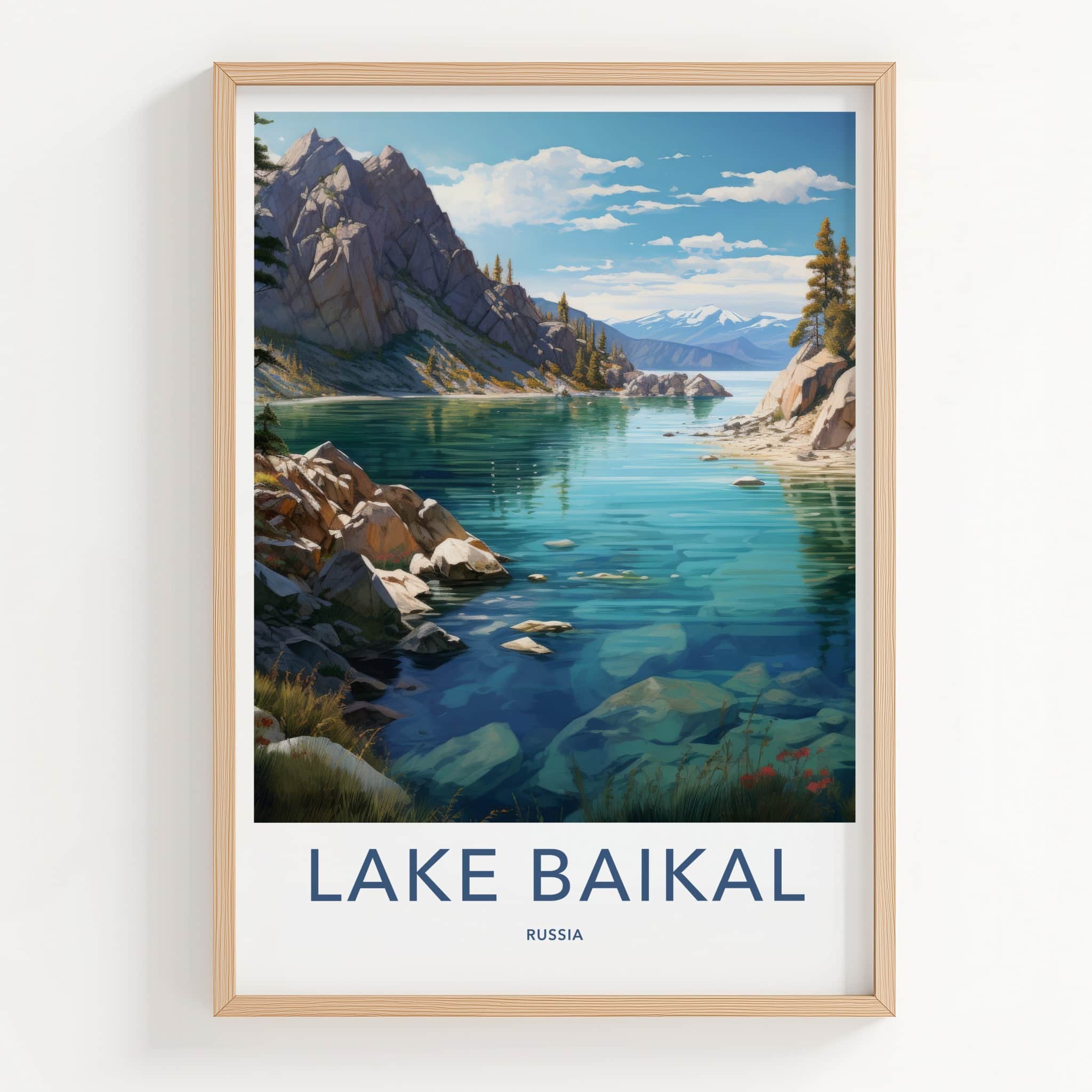 Lake Baikal Poster - Russia Travel Art - Mountain Lake Vista Home Decor