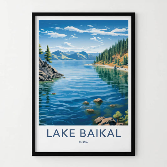 Lake Baikal Poster - Russia Travel Art - Serene Mountain Lake Home Decor