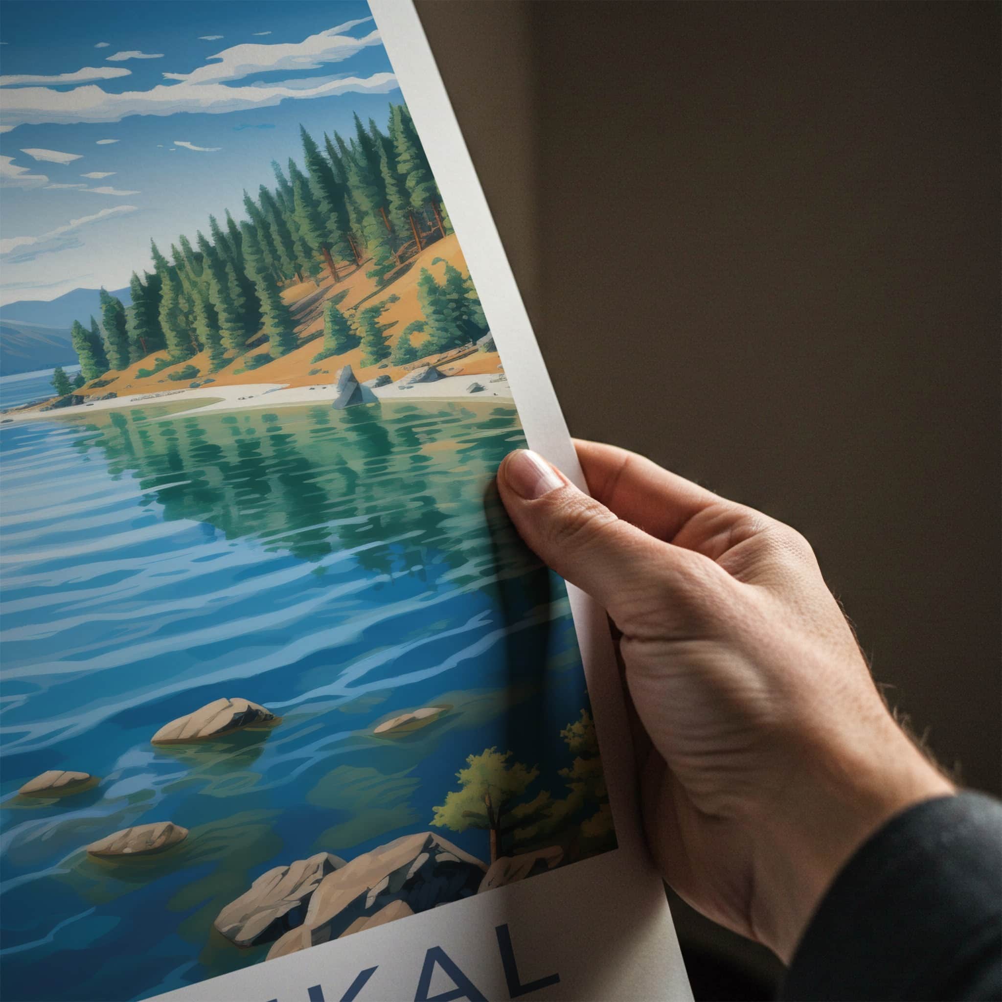 Lake Baikal Poster - Russia Travel Art - Serene Mountain Lake Home Decor