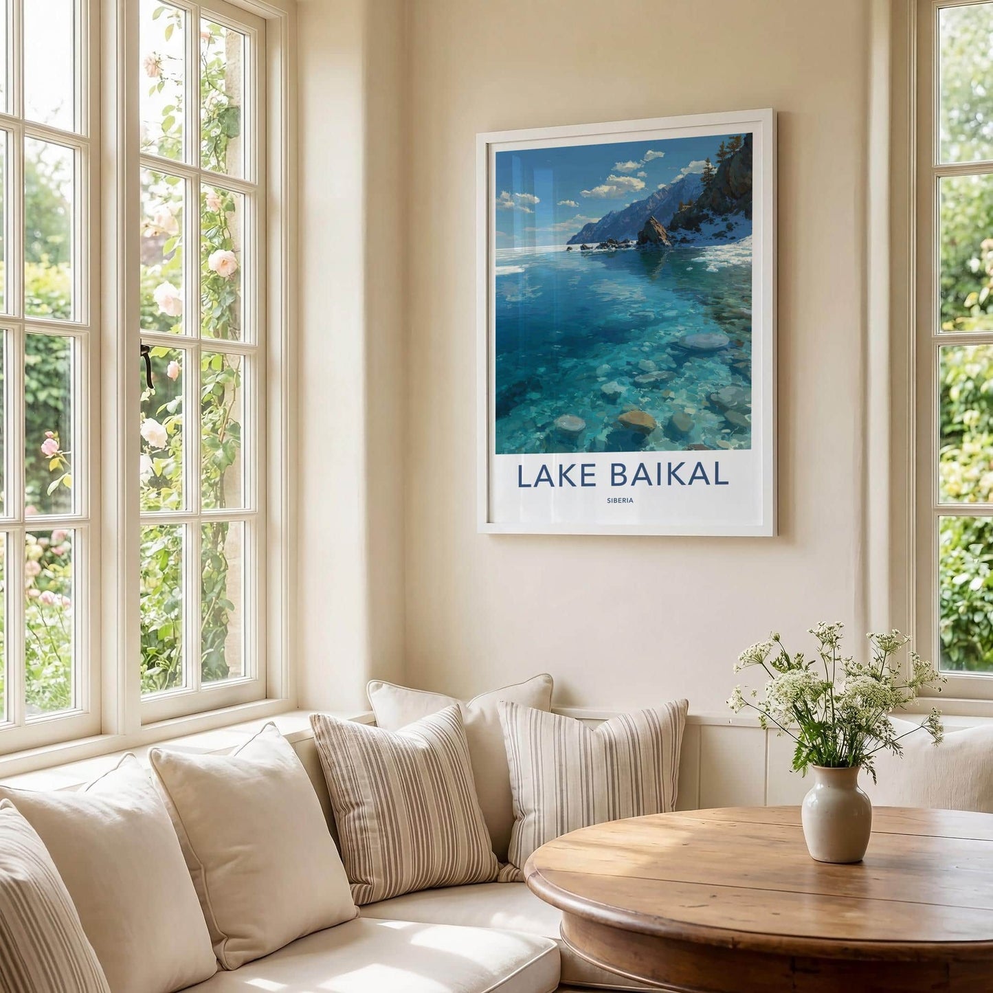 Lake Baikal Poster - Russia Travel Art - Transparent Lake Rocks Home Decor