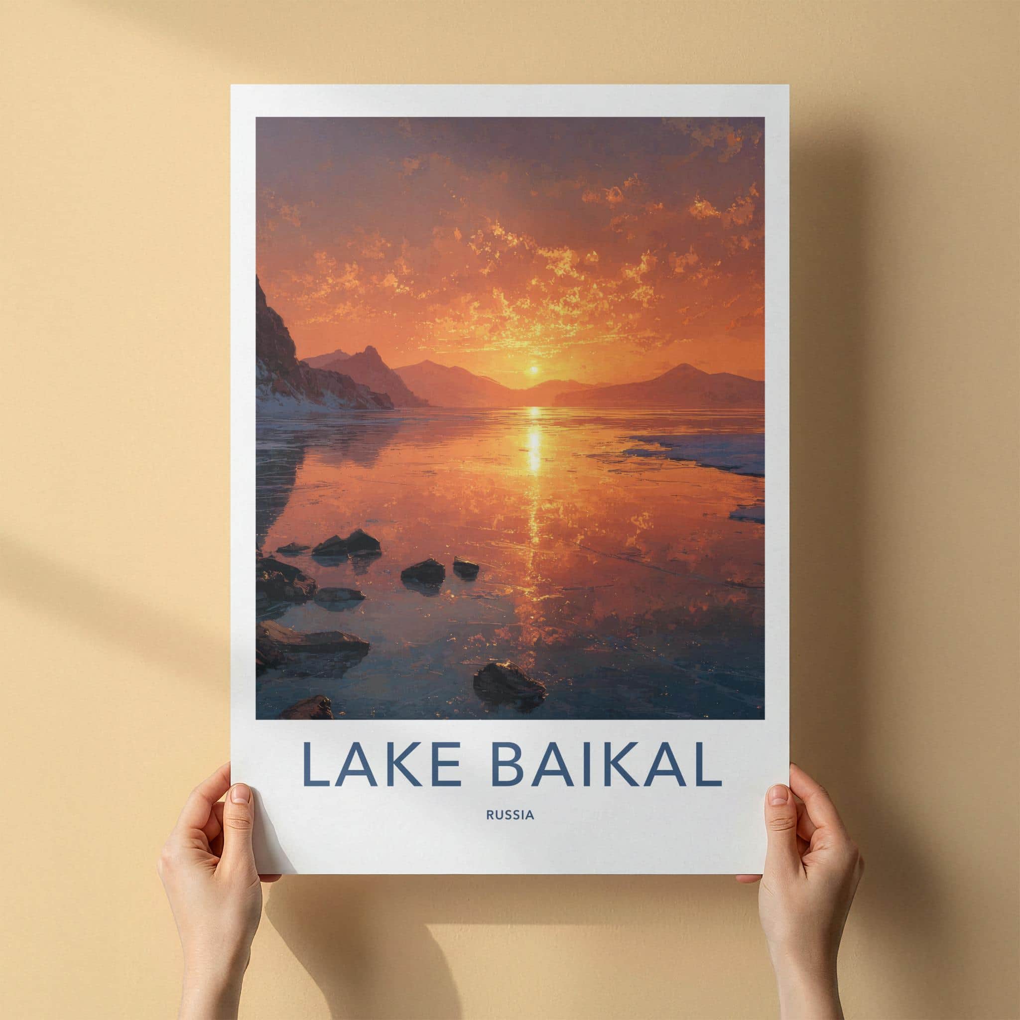 LAKE BAIKAL Poster - Russia Wall Art - Icy Lake Sunset Gallery Art