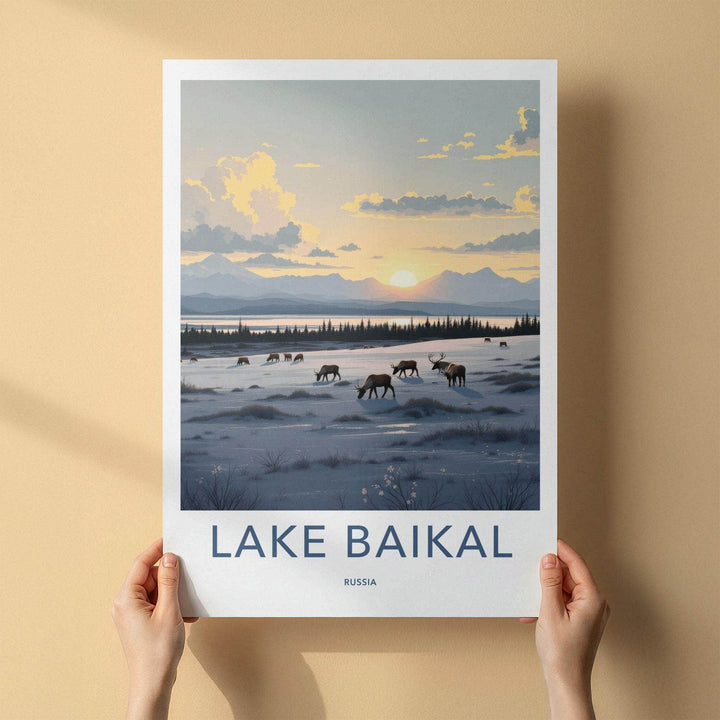 Lake Baikal Poster - Scenic Russia Wall Art With Mountain Sunset