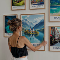 Lake Bled Poster - Slovenia Travel Art - Alpine Island Church Home Decor