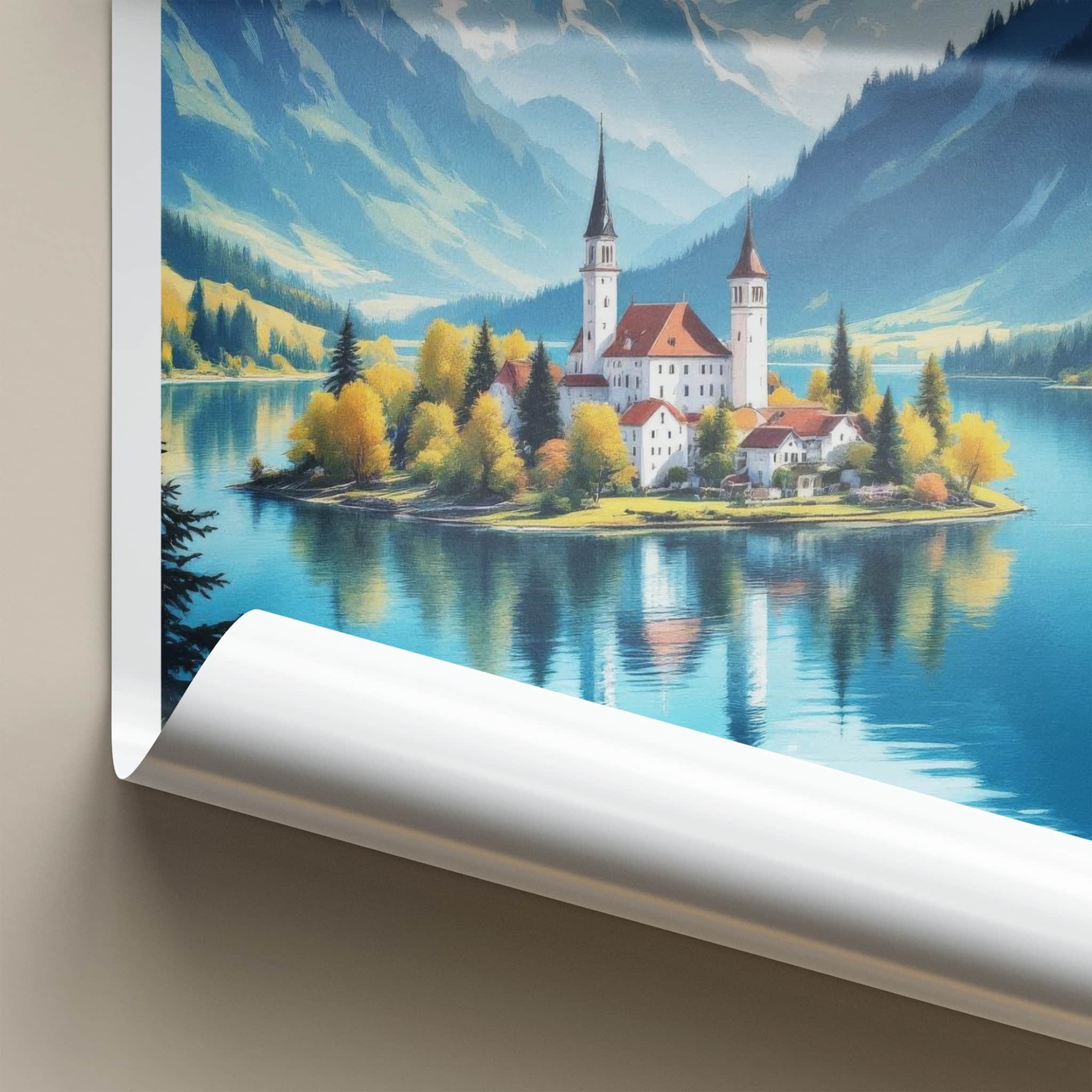Lake Bled Poster - Slovenia Travel Art - Alpine Island Church Home Decor