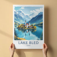 Lake Bled Poster - Slovenia Travel Art - Alpine Island Church Home Decor