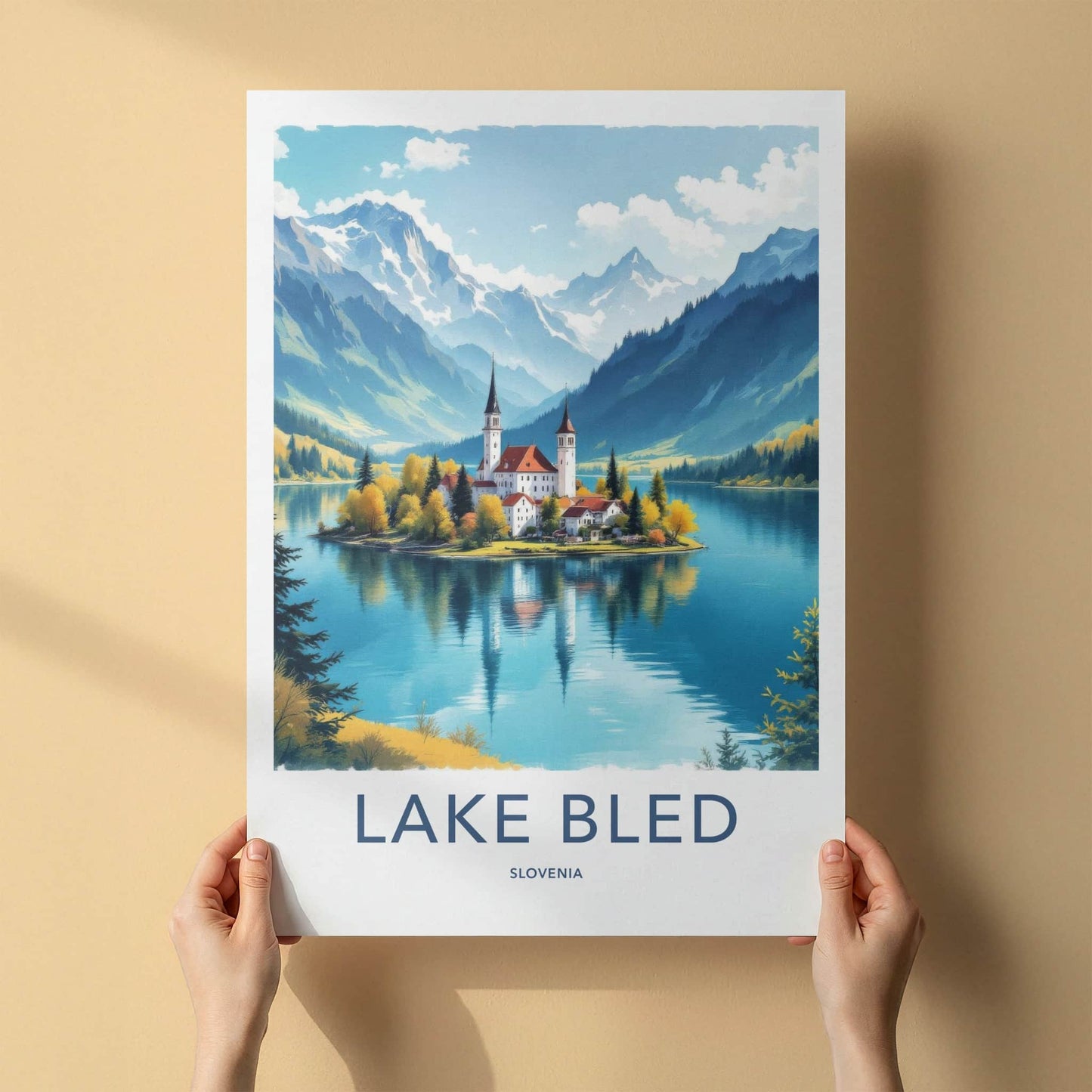 Lake Bled Poster - Slovenia Travel Art - Alpine Island Church Home Decor