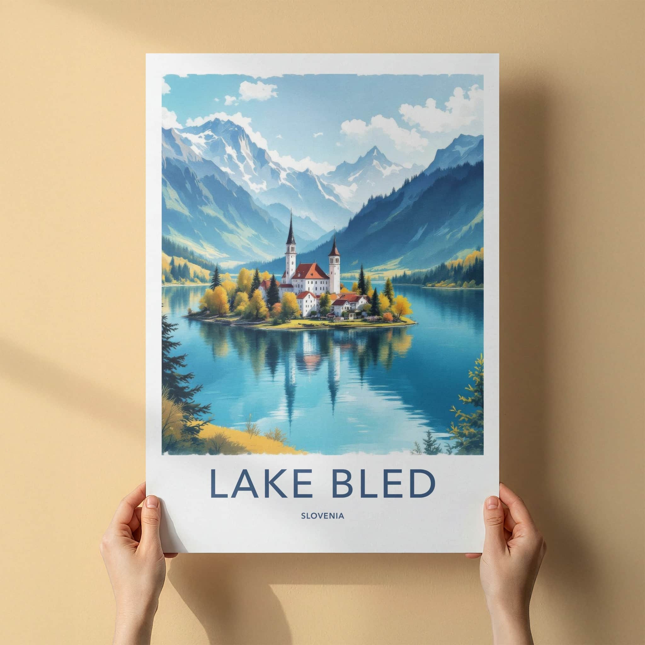 Lake Bled Poster - Slovenia Travel Art - Alpine Island Church Home Decor