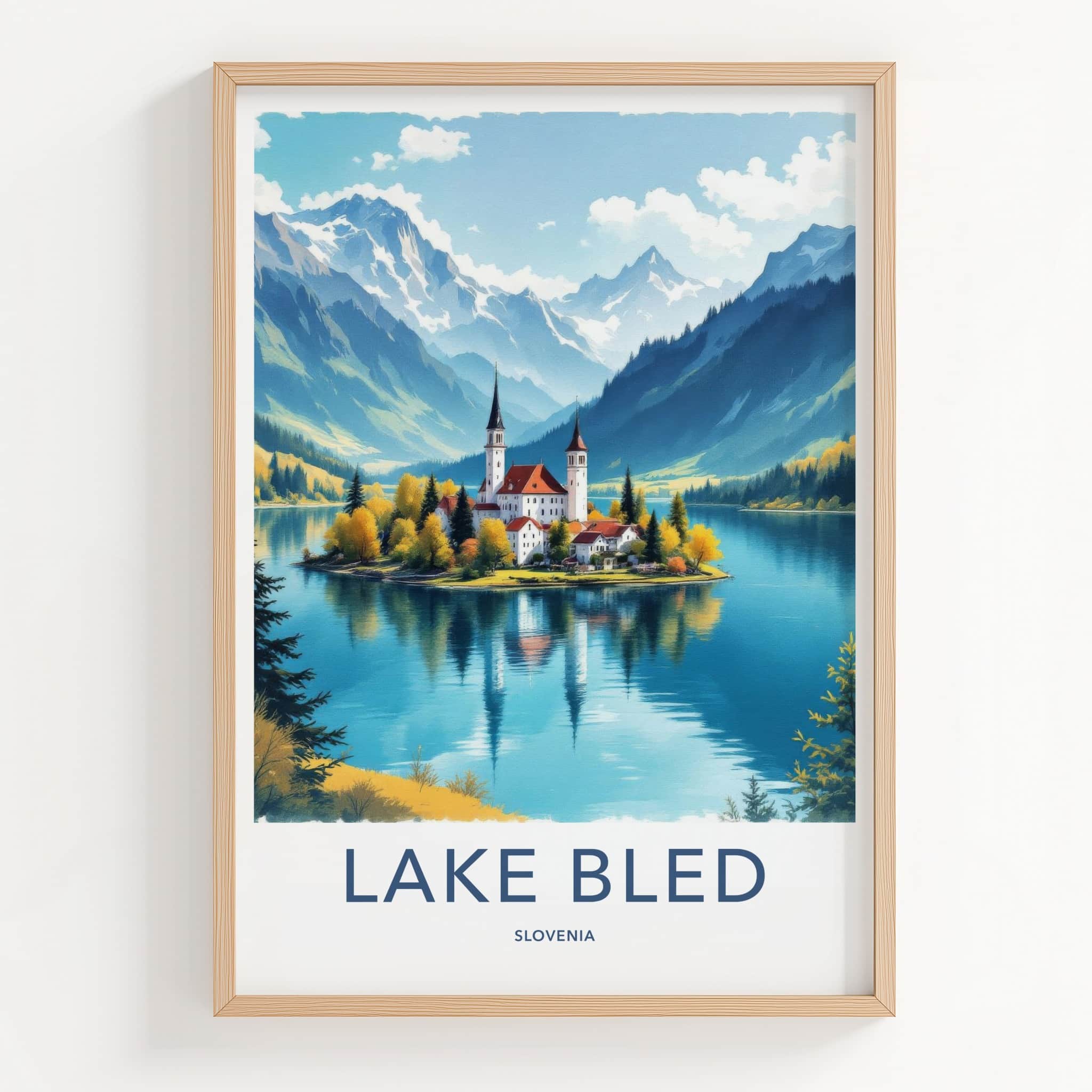 Lake Bled Poster - Slovenia Travel Art - Alpine Island Church Home Decor