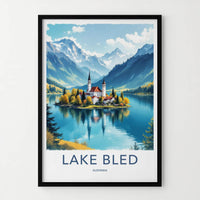 Lake Bled Poster - Slovenia Travel Art - Alpine Island Church Home Decor