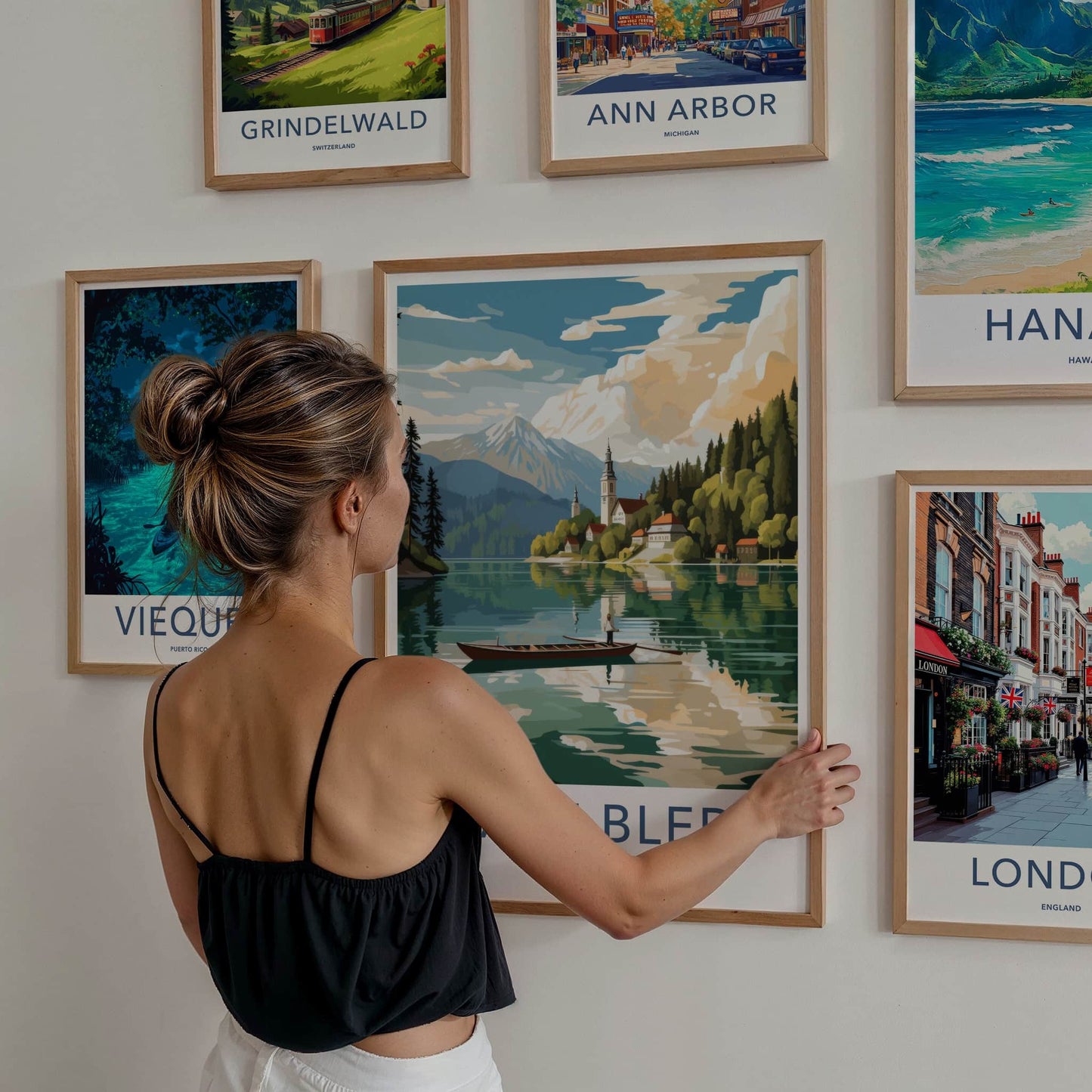 Lake Bled Poster - Slovenia Travel Art - Mountain Island Church Wall Decor