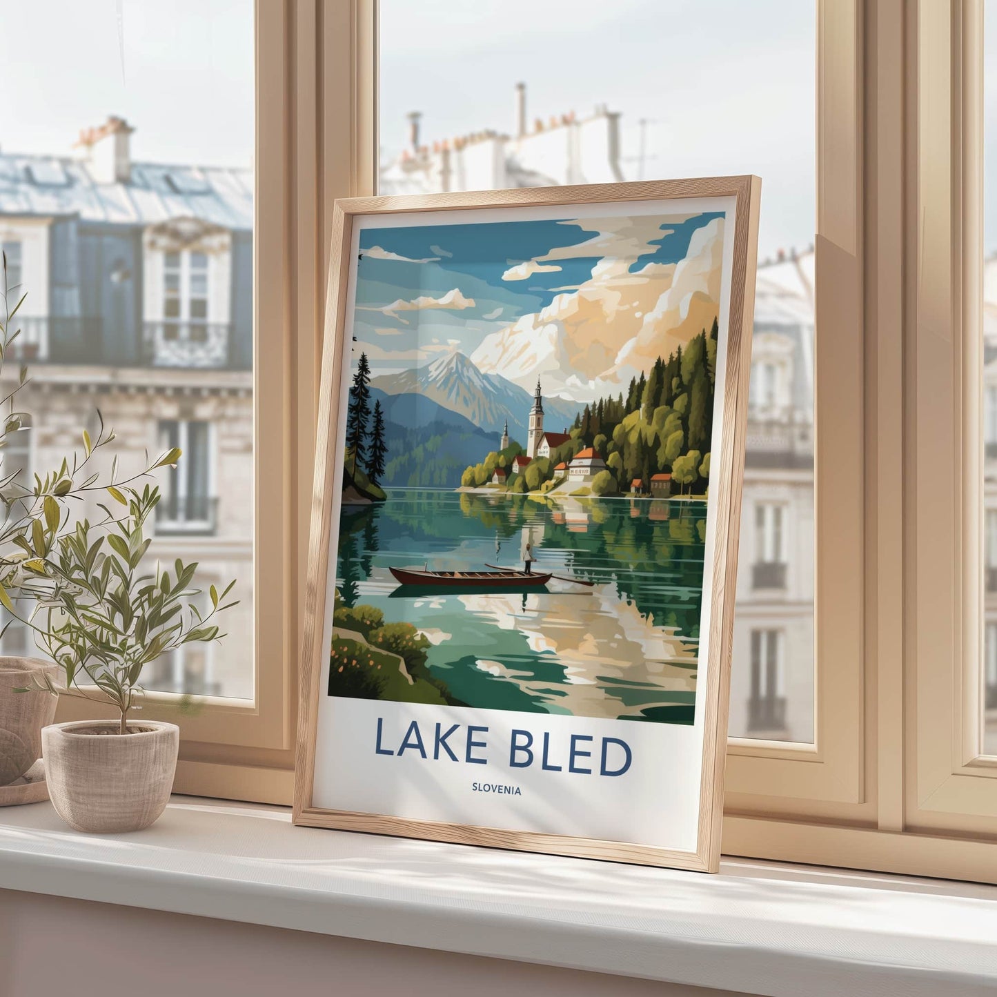 Lake Bled Poster - Slovenia Travel Art - Mountain Island Church Wall Decor