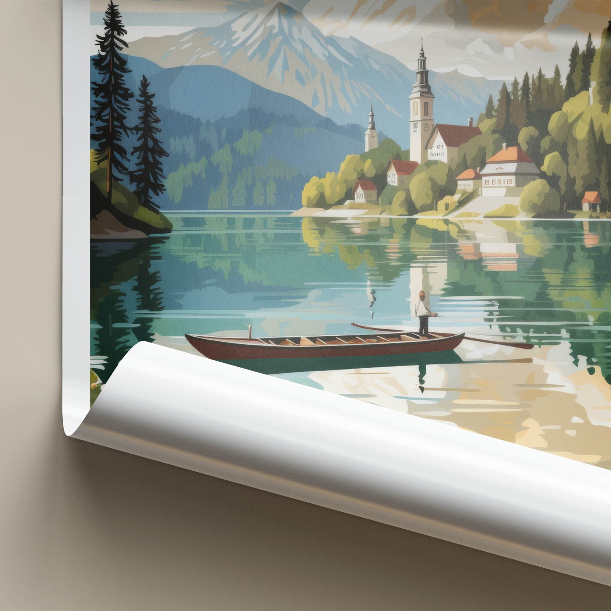 Lake Bled Poster - Slovenia Travel Art - Mountain Island Church Wall Decor