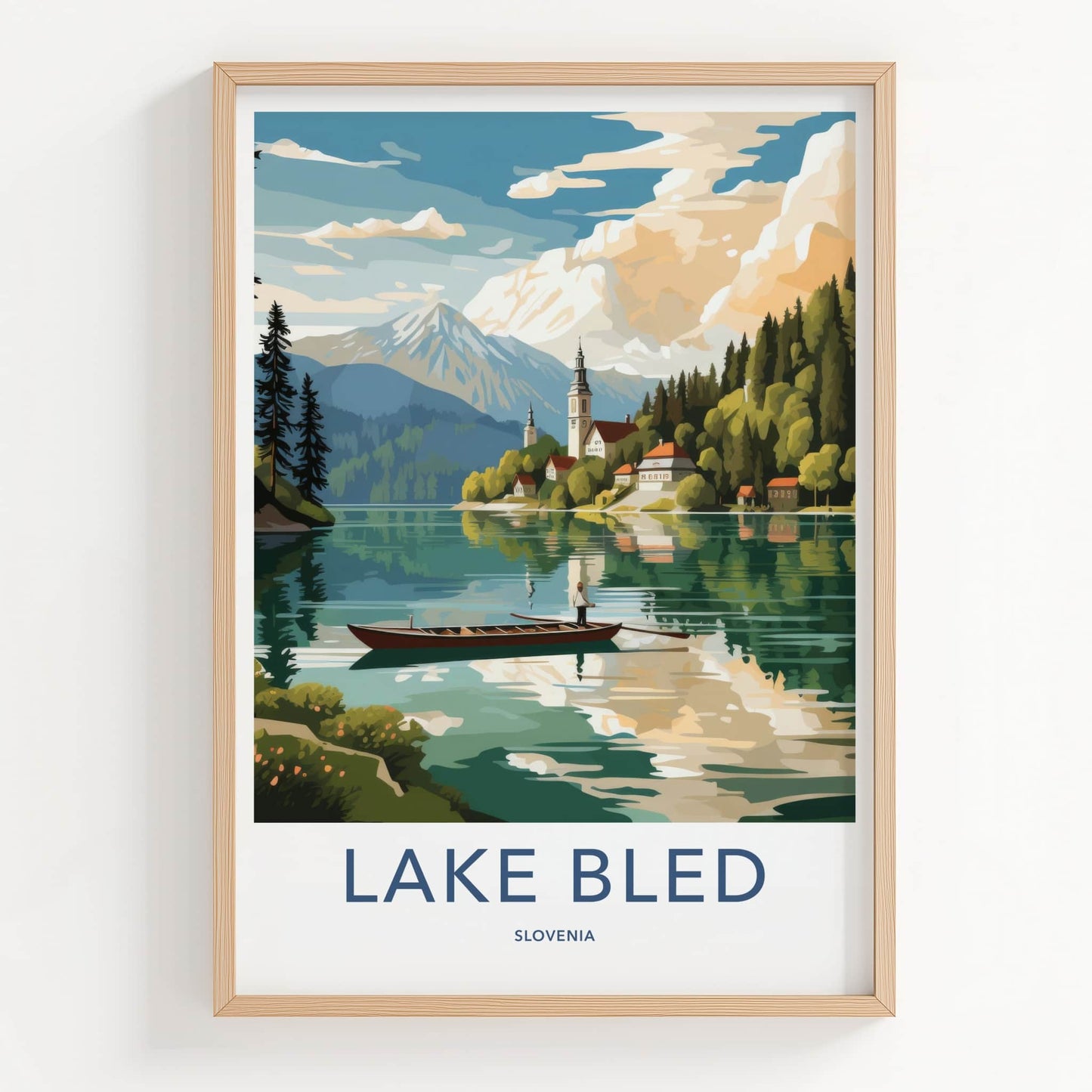 Lake Bled Poster - Slovenia Travel Art - Mountain Island Church Wall Decor