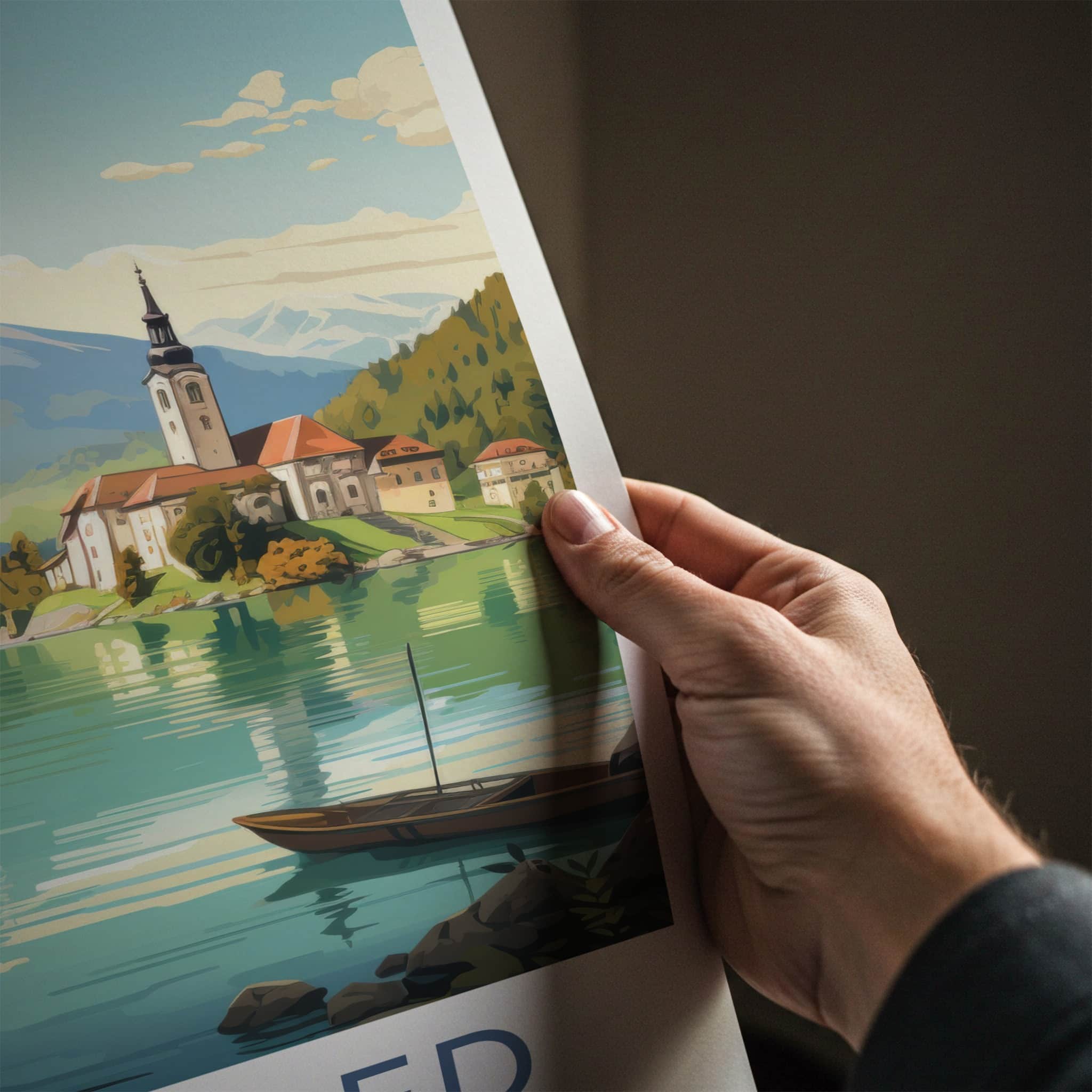 Lake Bled Poster - Slovenia Travel Art - Scenic Church Island Wall Decor